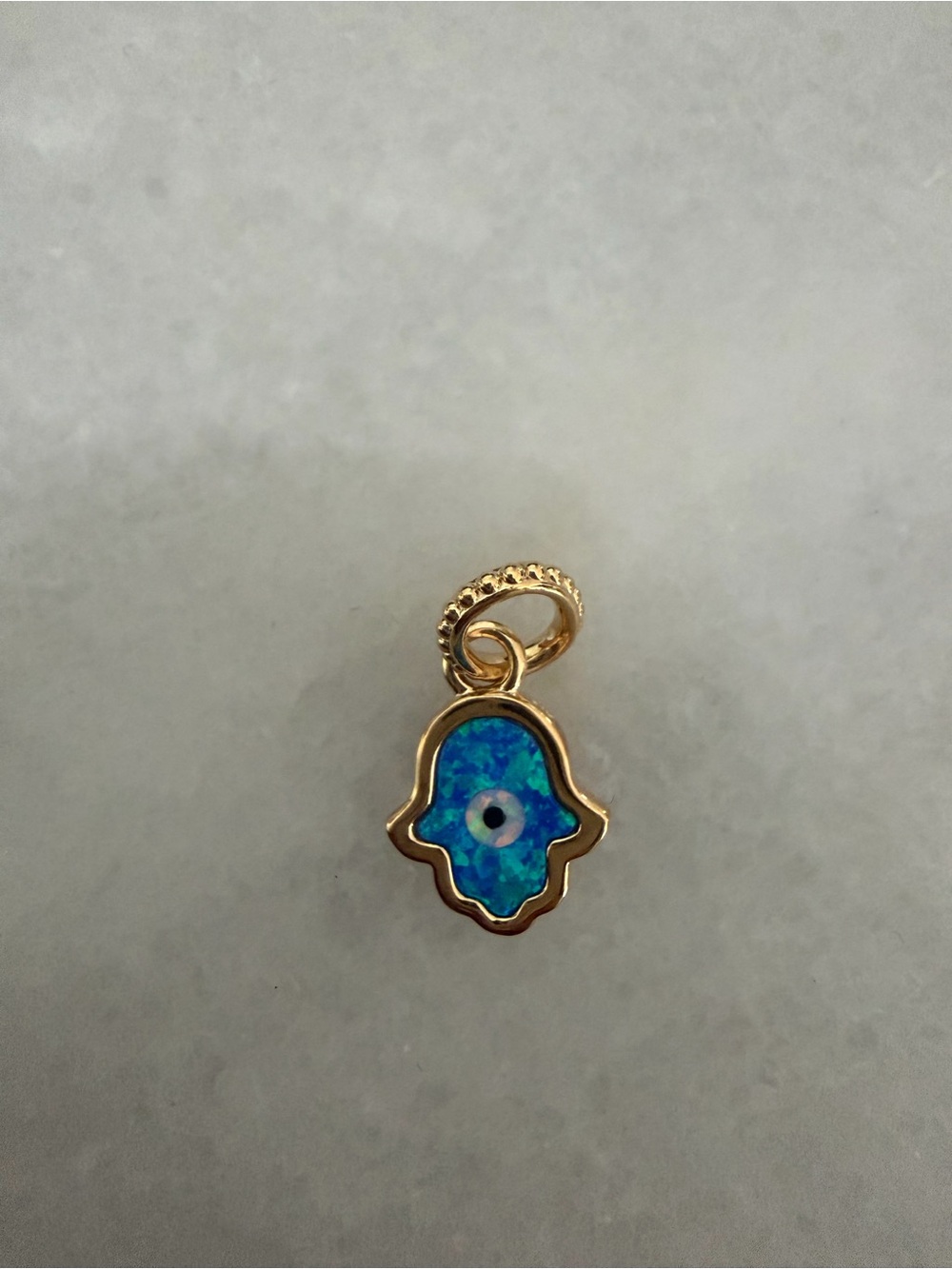 Pandora Opalescent Blue Hamsa Hand evil eye Dangle Charm